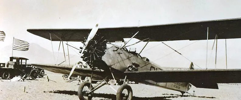 An early biplane at the Prescott Airport